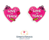 Love To Teach (Pink) Studs