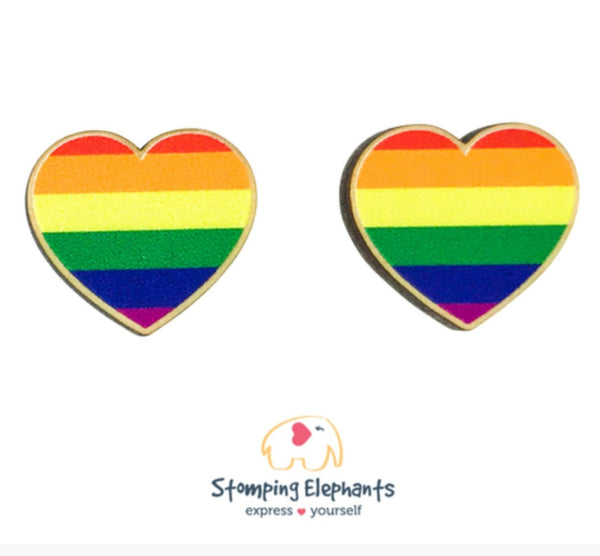 Flag Heart (Rainbow) Studs
