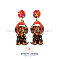 Dachshund Light Up (Brown & Tan) Christmas Dangles