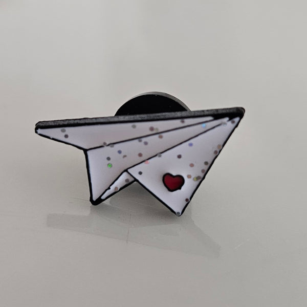Origami Glitter Plane Pin