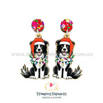 Border Collie (Black) Christmas Light Up Dangles