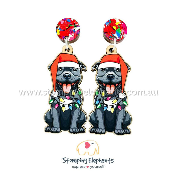 Staffy (Blue) Christmas Light Up Dangles