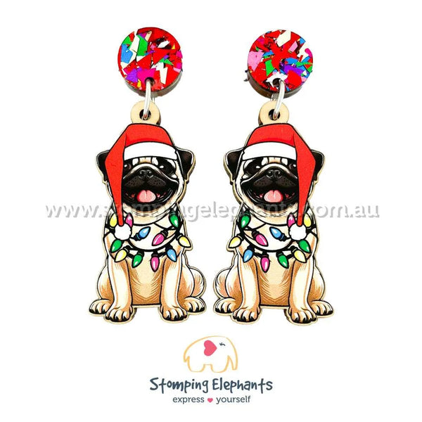 Pug Christmas Light Up Dangles