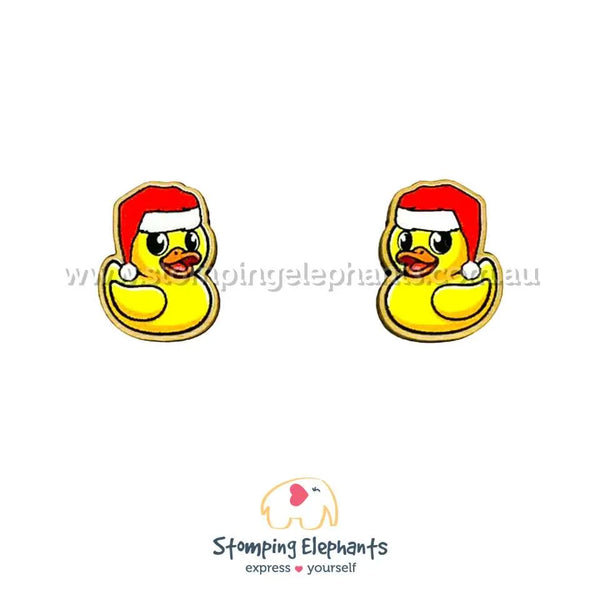 Rubber Duck Christmas Studs