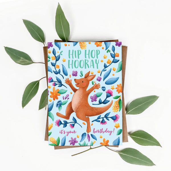 Australian Kangaroo Birthday Card