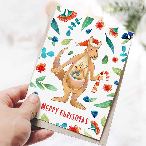 Australian Kangaroo Christmas Card