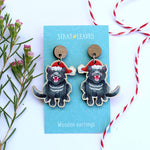Australian Christmas Tazzie Devil Wooden Dangles
