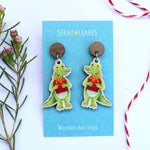 Australian Christmas Crocodile Wooden Dangles