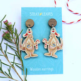 Australian Christmas Kangaroo Wooden Dangles