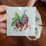 Four Little Dino Dogs Coaster Set (4)