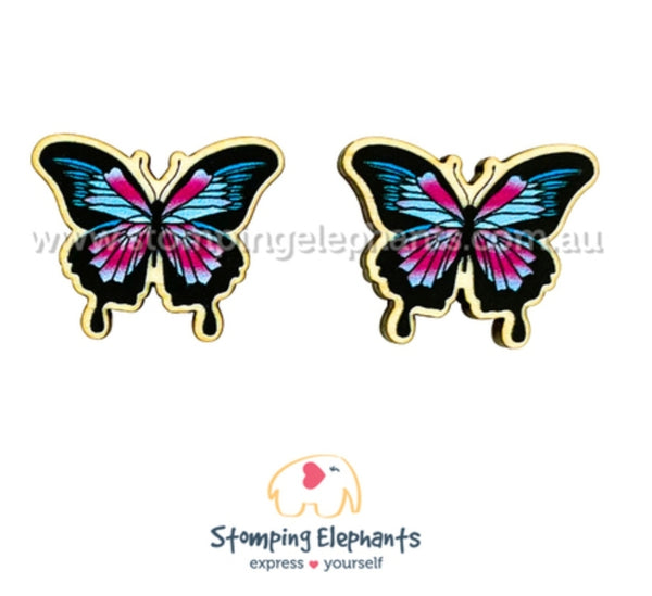 Butterfly (Maroon & Blue) Studs