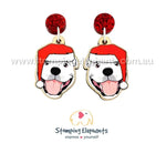 Staffy (White) Christmas Head Dangles