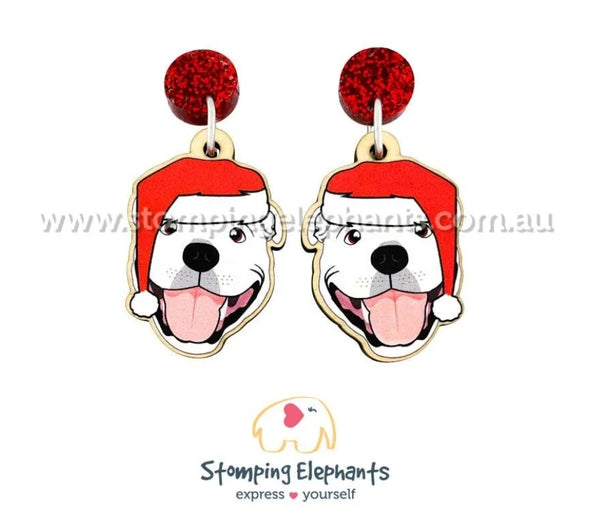 Staffy (White) Christmas Head Dangles