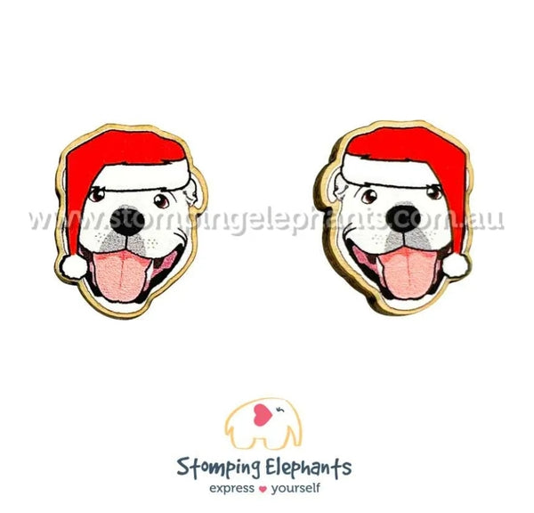 Staffy (White) Christmas Head Studs