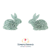 Mellow Bunny (Glitter Silver) Studs