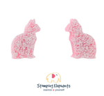 Cat (Pink Glitter) Studs