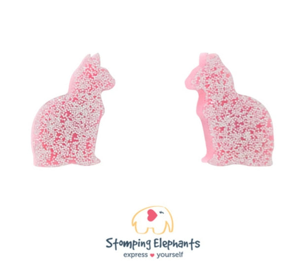 Cat (Pink Glitter) Studs