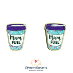 Mum Fuel Coffee Cup (Blue) Studs