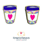 Heart Coffee Cup Studs