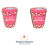 Heart Beat Coffee Cup Studs