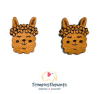 Llama Floral (Wood) Studs
