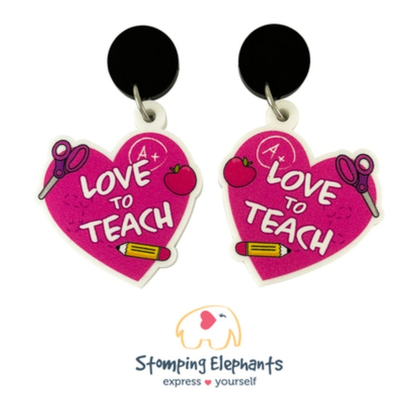Love To Teach (Pink) Dangles