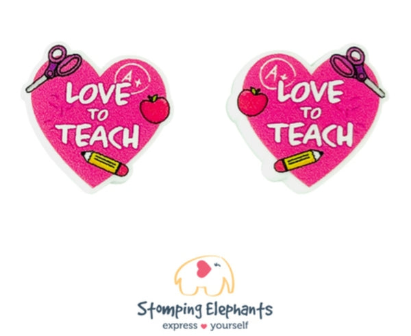 Love To Teach (Pink) Studs