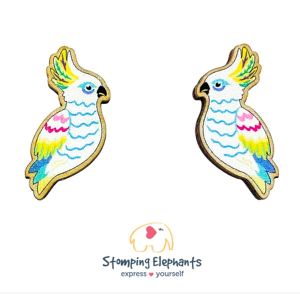 Cockatoo (White Cartoon) Studs