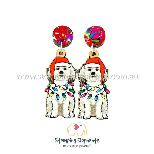 Shih Tzu (White & Grey) Christmas Light Up Dangles