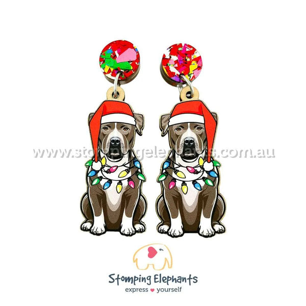 Staffy (Blue & White) Christmas Light Up Dangles