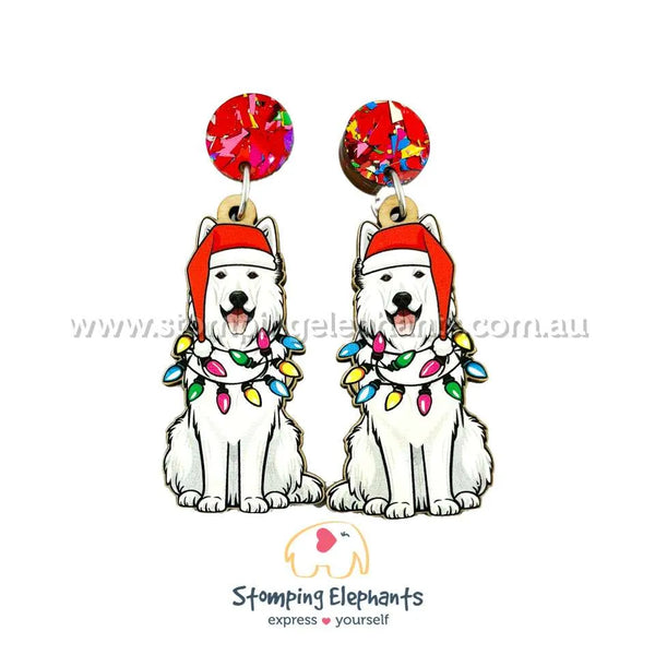 German Shepherd (White) Christmas Light Up Dangles