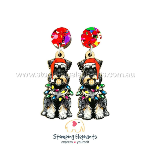 Schnauzer Christmas Light Up Dangles