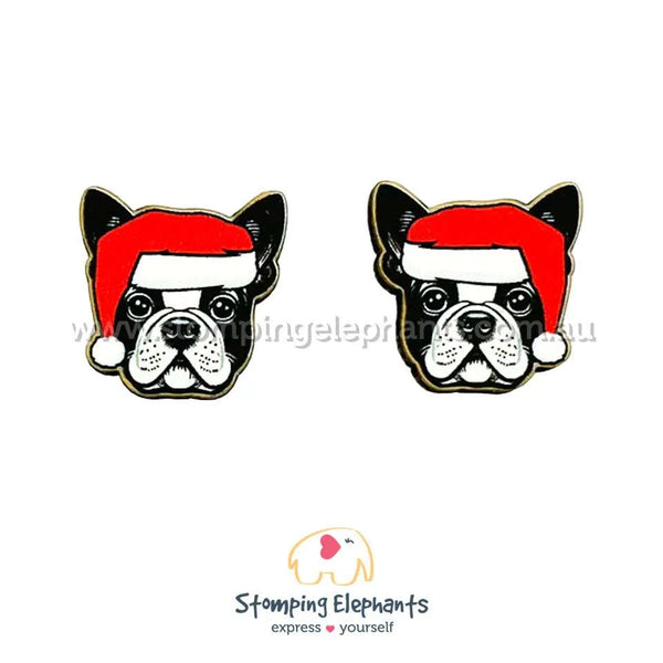 Boston Terrier (Christmas) Head Studs
