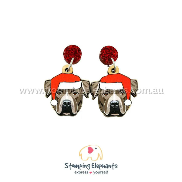 Staffy (Blue & White) Christmas Head Dangles