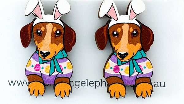 Dachshund (Red & Tan) Easter Studs