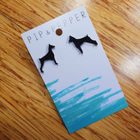 Doberman Silhouette Studs