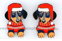 Dachshund (Black & Tan) Christmas Studs