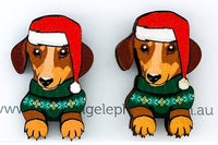 Dachshund (Red & Tan) Christmas Studs
