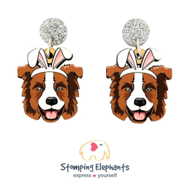 Border Collie (Brown) Easter Dangles