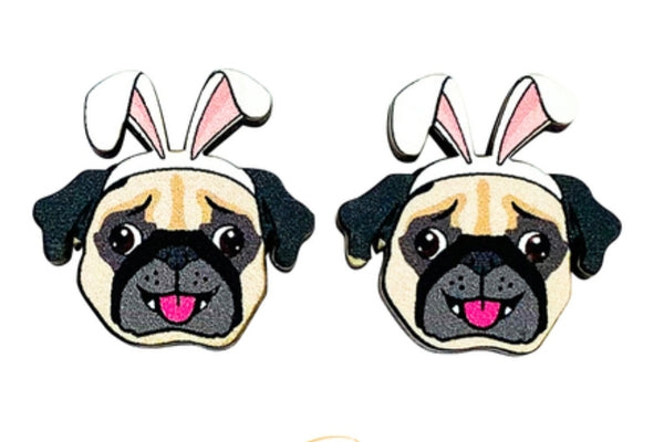 Pug Easter Studs