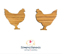 Chicken (Wood) Silhouette Studs