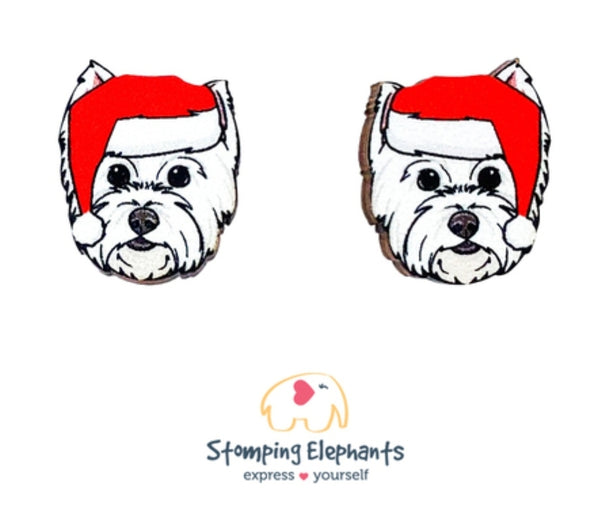 Westie Christmas Head Studs