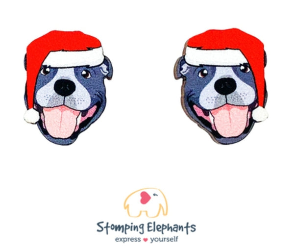 Staffy (Blue) Christmas Head Studs