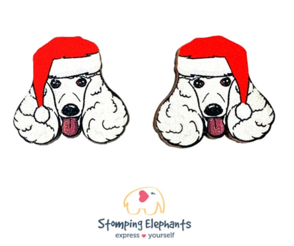 Poodle (White) Christmas Head Studs