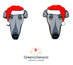 Greyhound (Grey) Christmas Head Studs