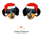 Dachshund (Black & Tan) Head Christmas Studs