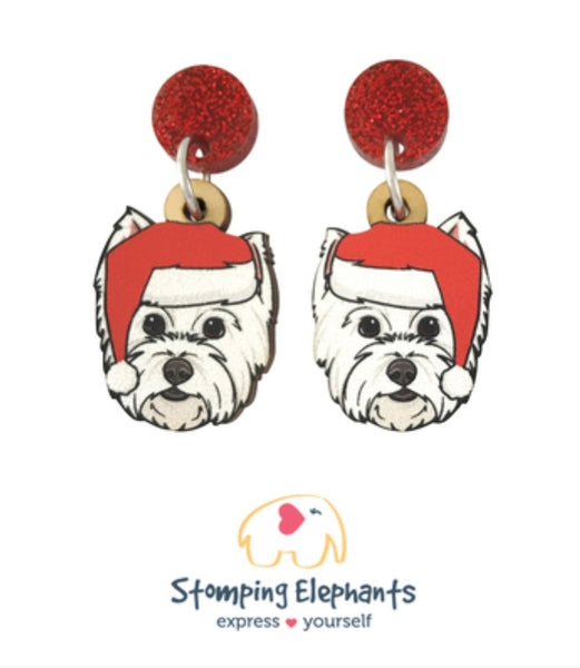 Westie Christmas Head Dangles