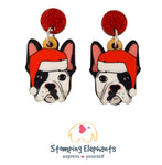 Frenchie (Black & White) Christmas Head Dangles