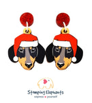 Dachshund (Black & Tan) Head Christmas Dangles