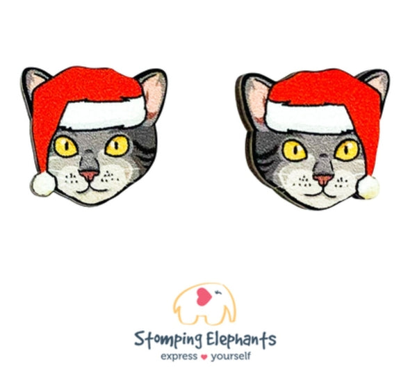 Cat (Tabby) Christmas Head Studs